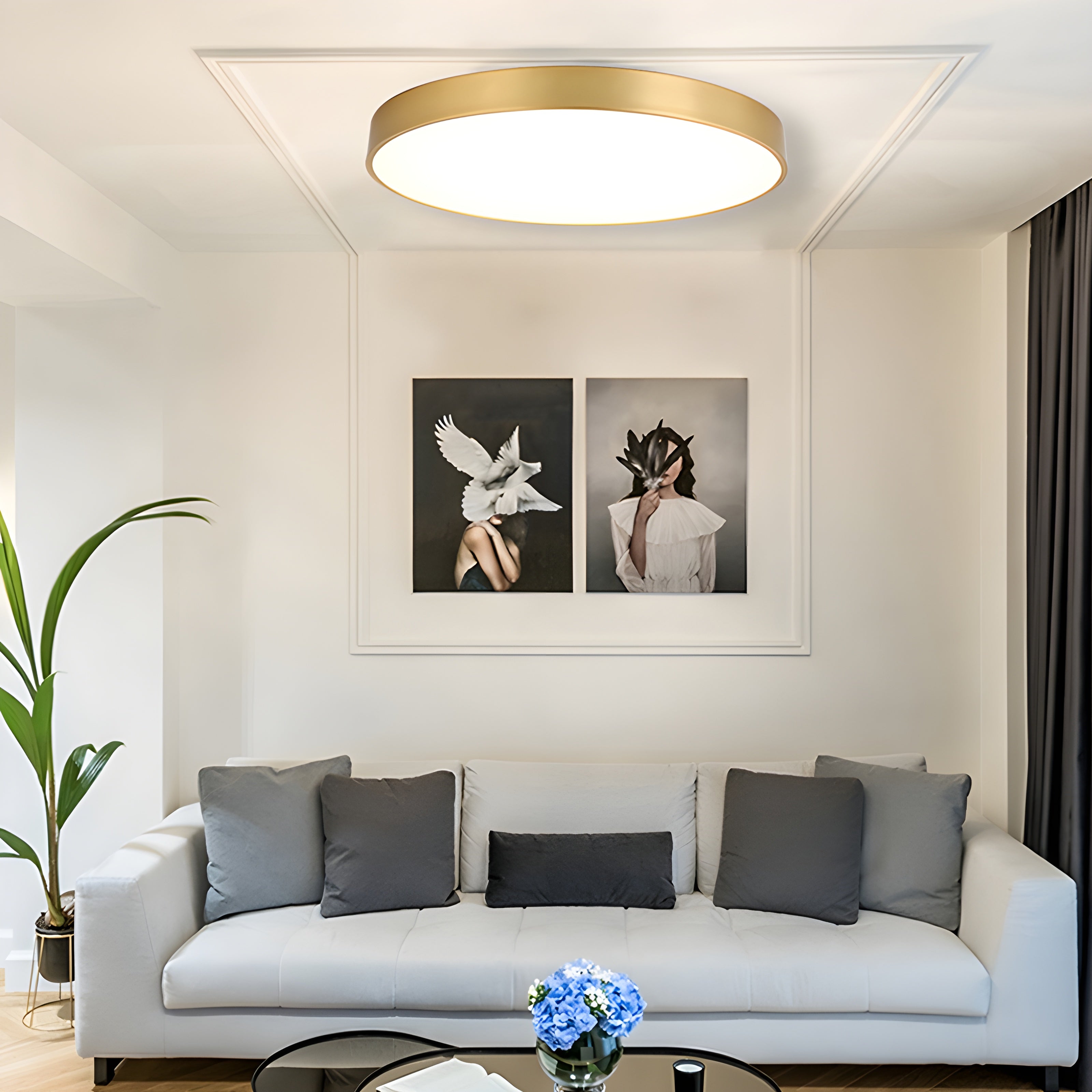 Ultra-Thin Gold LED Ceiling Light, Modern Round Flush Mount